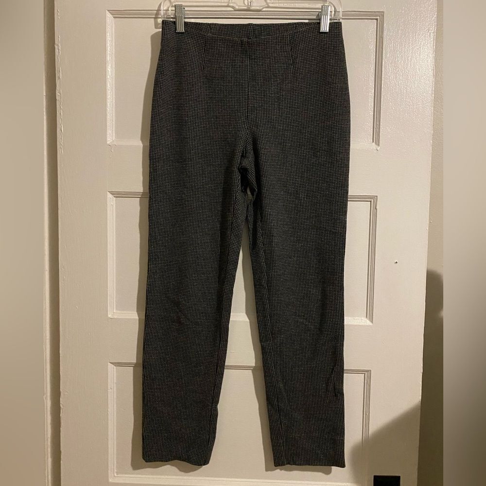 J.Jill Slim Leg Houndstooth Ponte Cropped Slit Pull On Pants